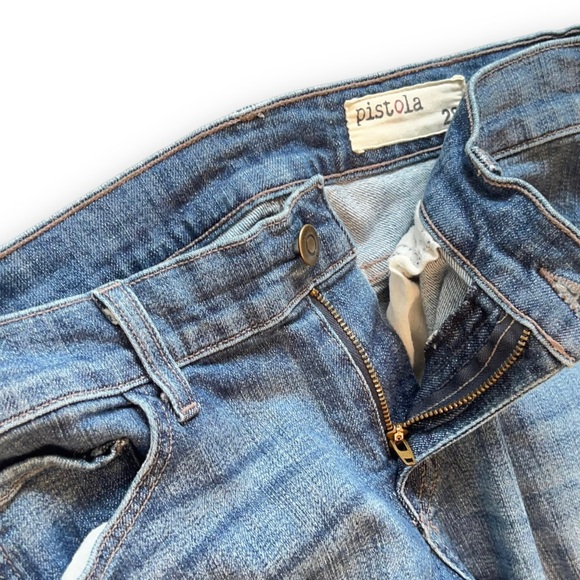 Pistola Distressed Skinny Jeans Blue Ripped Patchwork Mid-Rise Women’s Size 28 - Picture 7 of 16